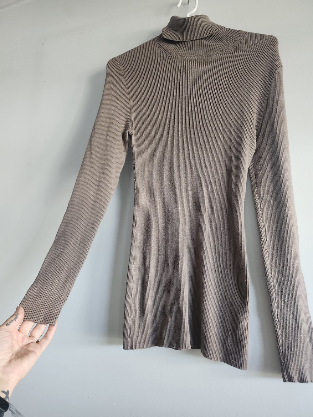 Ribbed Turtleneck Sweater - Taupe